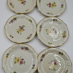 Set of 6 Vintage Rosenthal Germany 4-Inch Floral Coasters / Plates Victoria NEW
